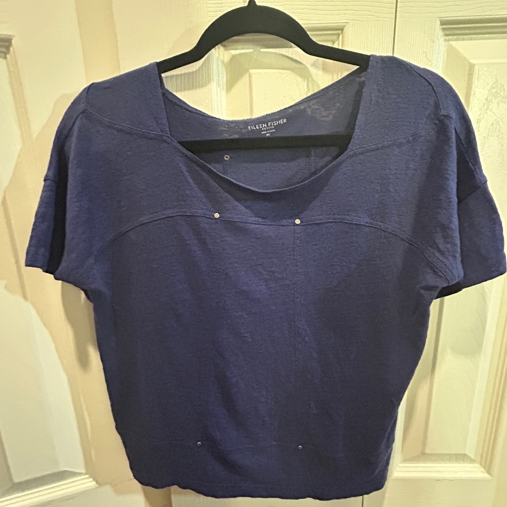 Eileen Fisher 100% Linen short sleeve shirt